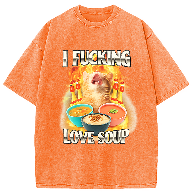 Modecanvas I Love Soup Meme Washed T-Shirt