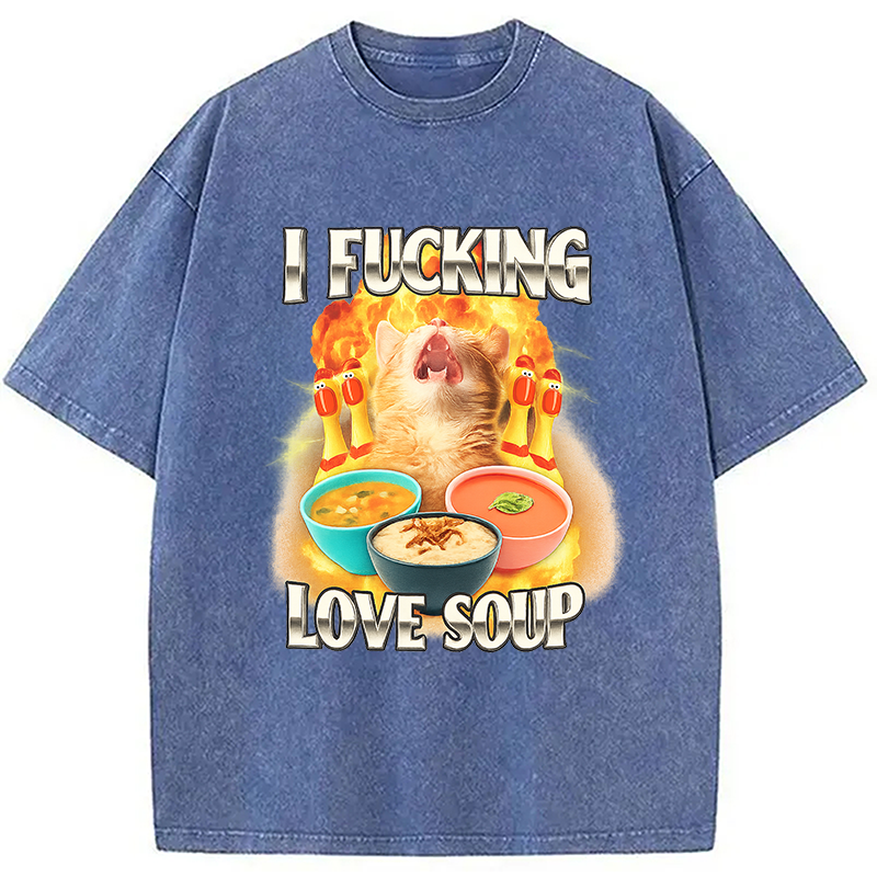 Modecanvas I Love Soup Meme Washed T-Shirt