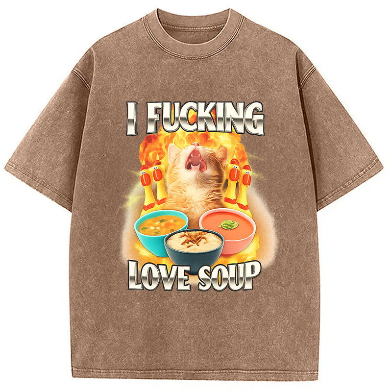 Modecanvas I Love Soup Meme Washed T-Shirt
