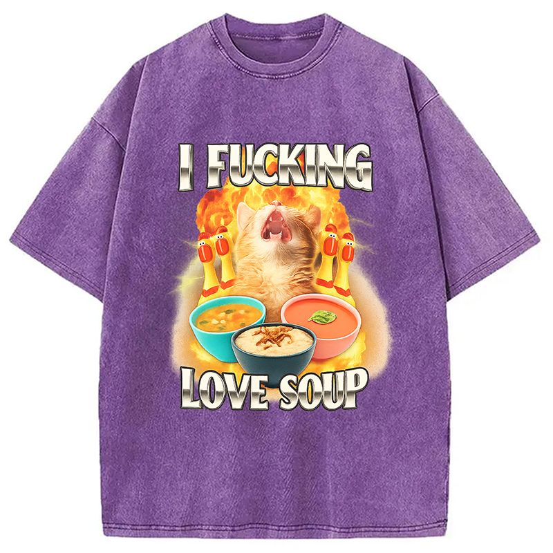 Modecanvas I Love Soup Meme Washed T-Shirt