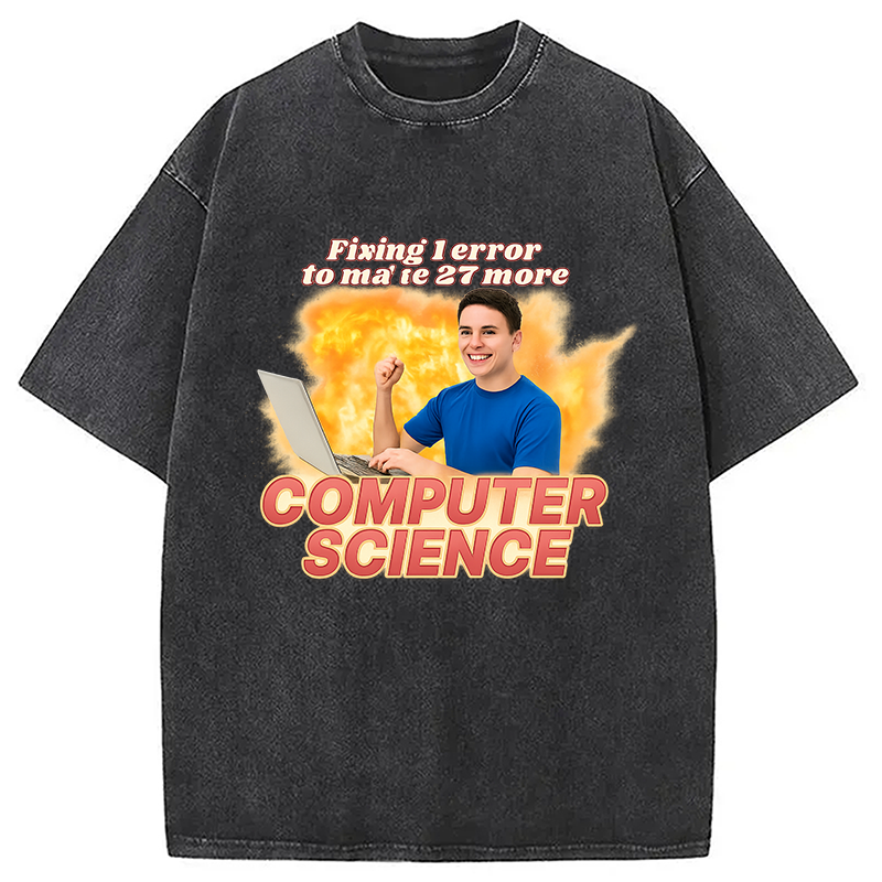 Modecanvas Computer Science Error Meme Washed T-Shirt