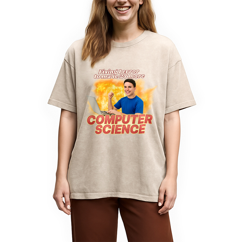 Modecanvas Computer Science Error Meme Washed T-Shirt