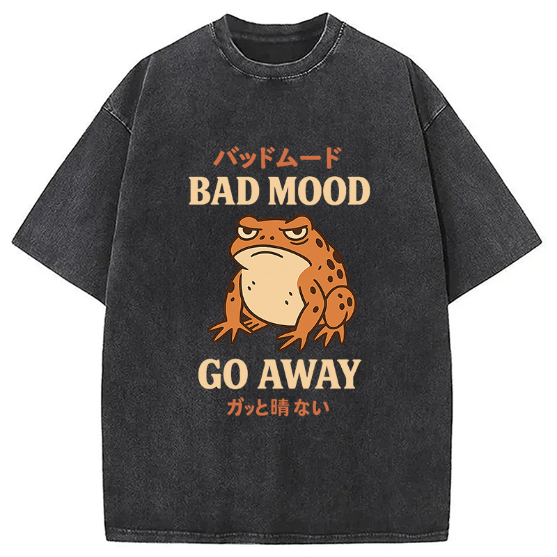 Modecanvas Bad Mood Go Away Japanese Meme Washed T-Shirt