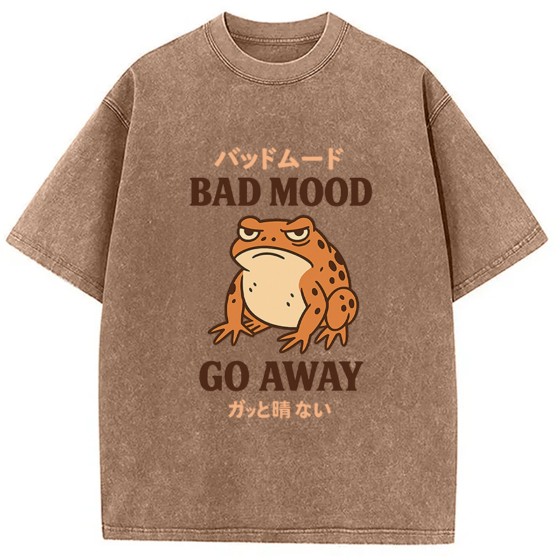 Modecanvas Bad Mood Go Away Japanese Meme Washed T-Shirt