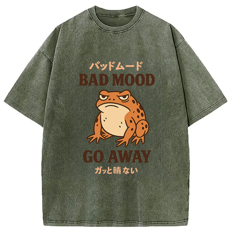 Modecanvas Bad Mood Go Away Japanese Meme Washed T-Shirt