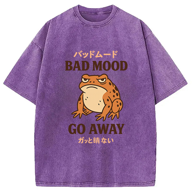 Modecanvas Bad Mood Go Away Japanese Meme Washed T-Shirt