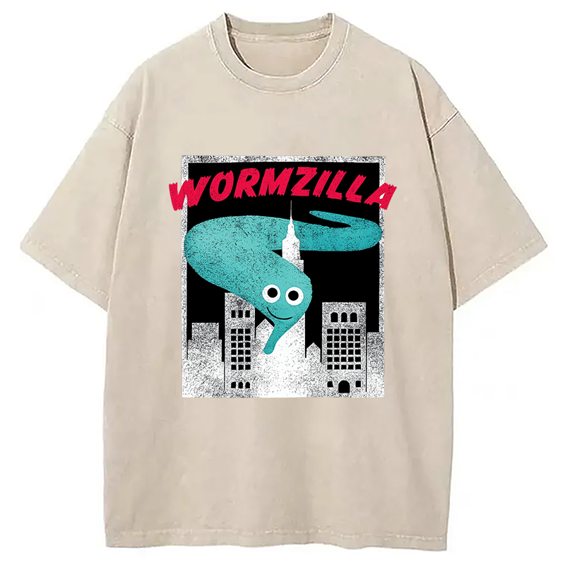 Modecanvas Worm On A String Meme Washed T-Shirt