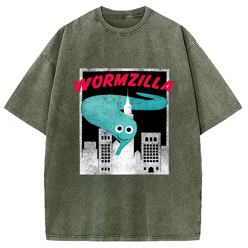 Modecanvas Worm On A String Meme Washed T-Shirt