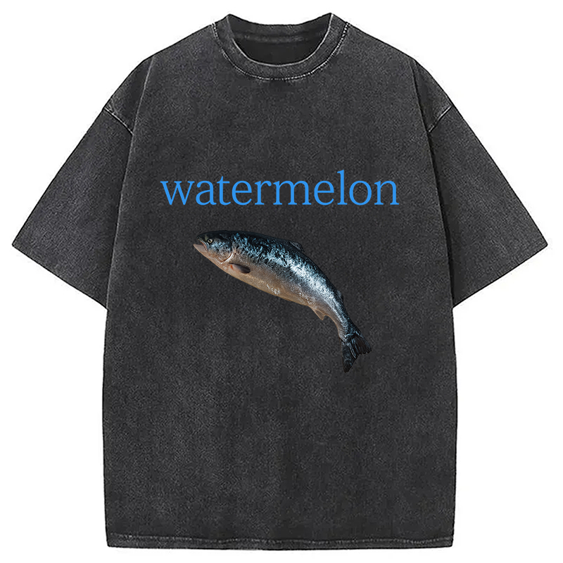 Modecanvas Watermelon Fish Washed T-Shirt-modecanvas