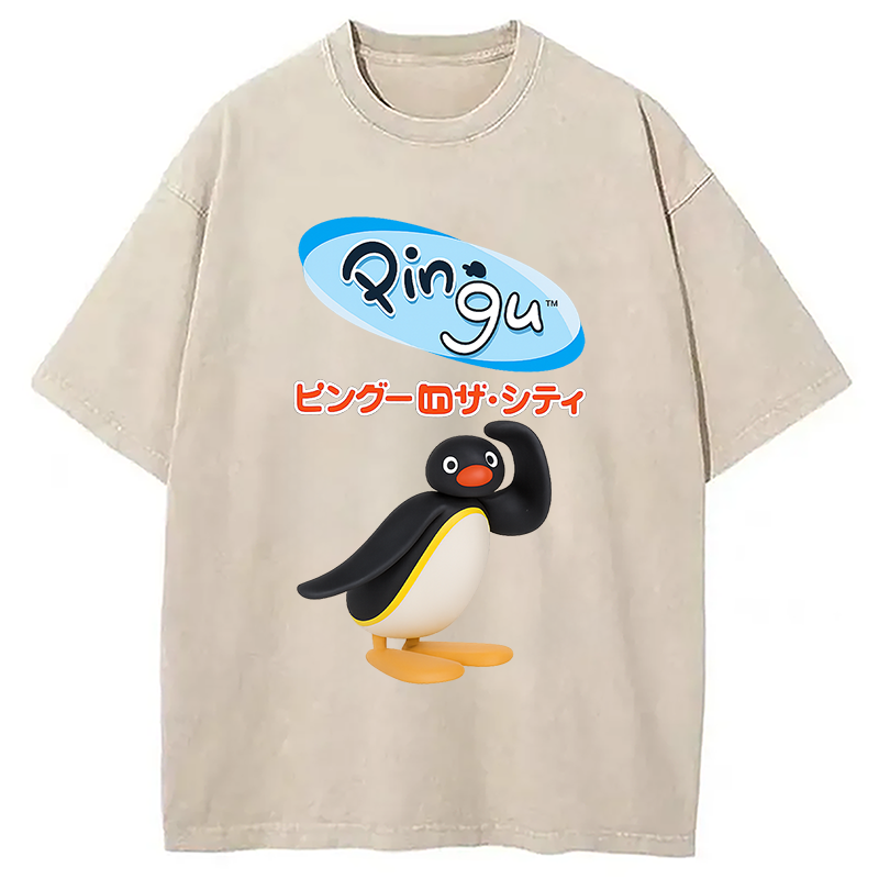 Modecanvas Pingu In The City Japanese Washed T-Shirt