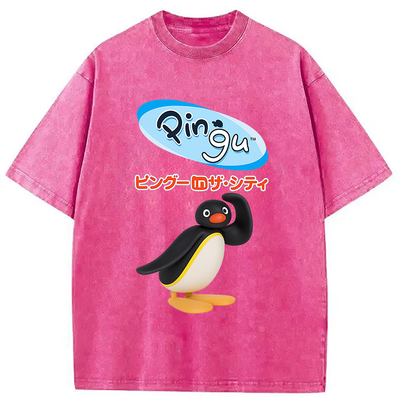 Modecanvas Pingu In The City Japanese Washed T-Shirt