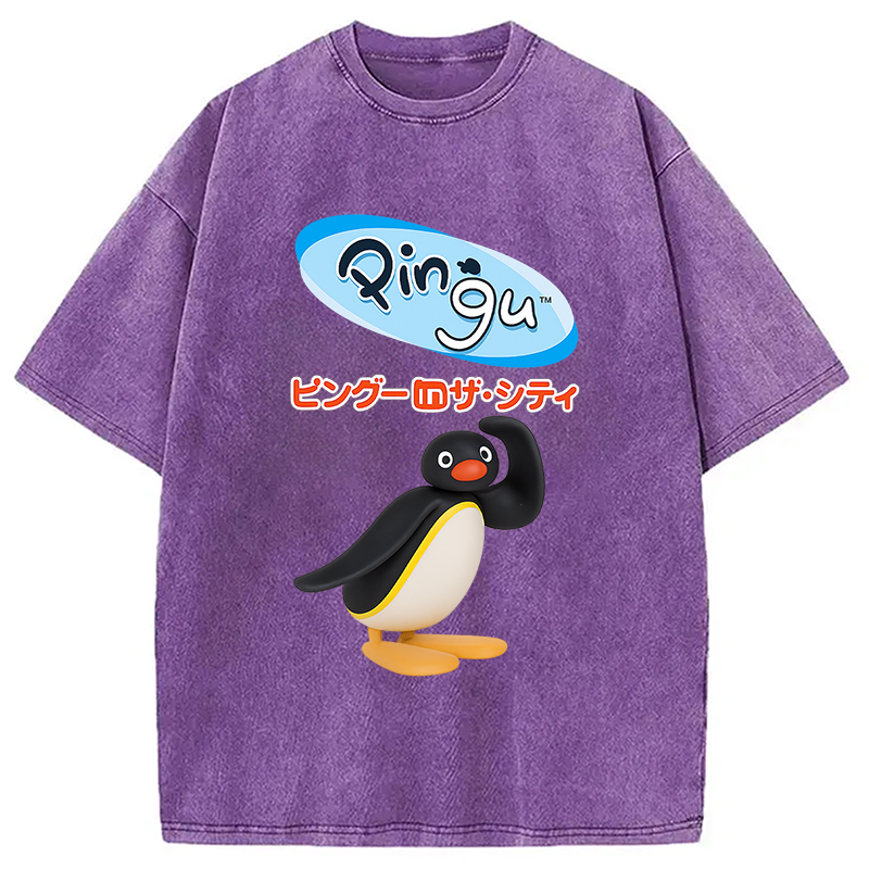 Modecanvas Pingu In The City Japanese Washed T-Shirt