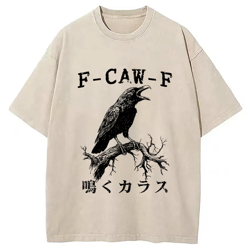Modecanvas Funny Crow Call Washed T-Shirt