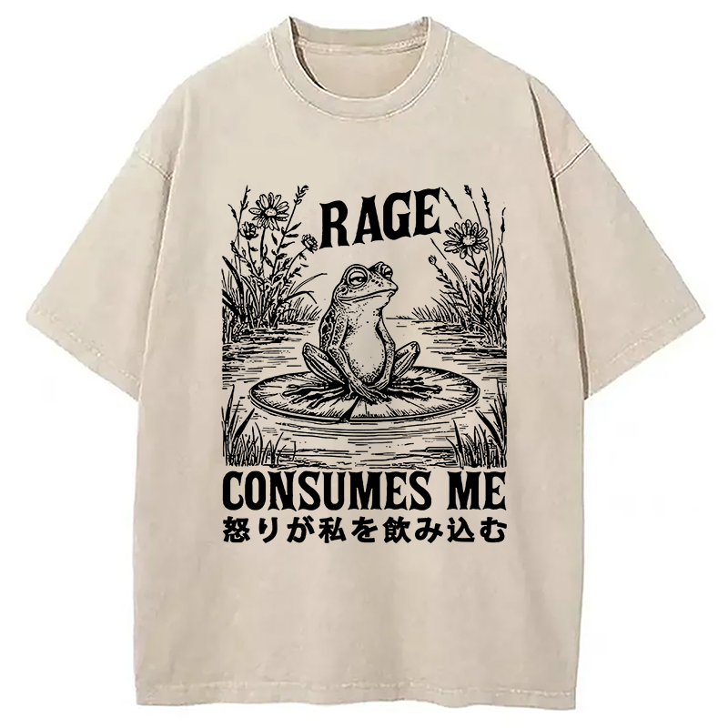 Modecanvas Angry Frog Washed T-Shirt-modecanvas