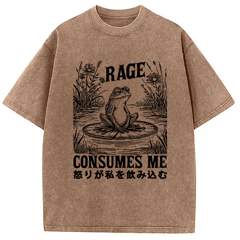 Modecanvas Angry Frog Washed T-Shirt-modecanvas