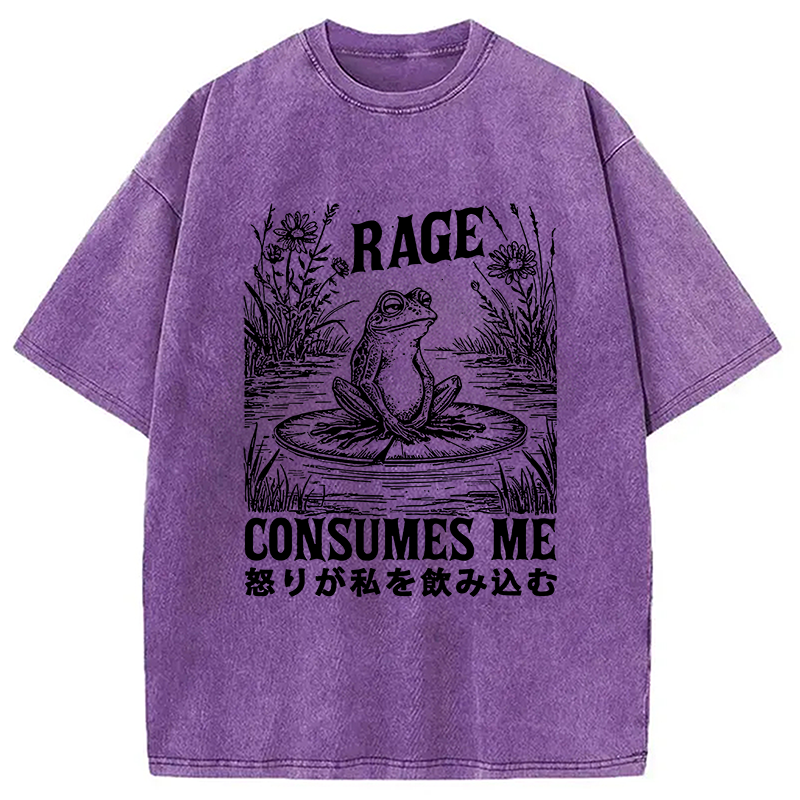 Modecanvas Angry Frog Washed T-Shirt-modecanvas