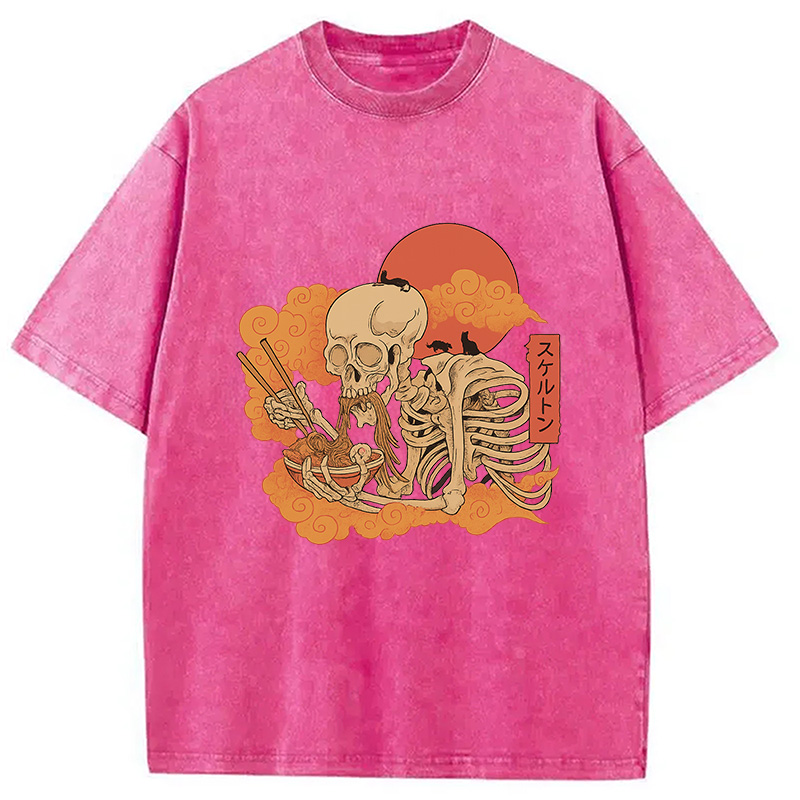 Modecanvas Yokai Ramen and Cats Washed T-Shirt