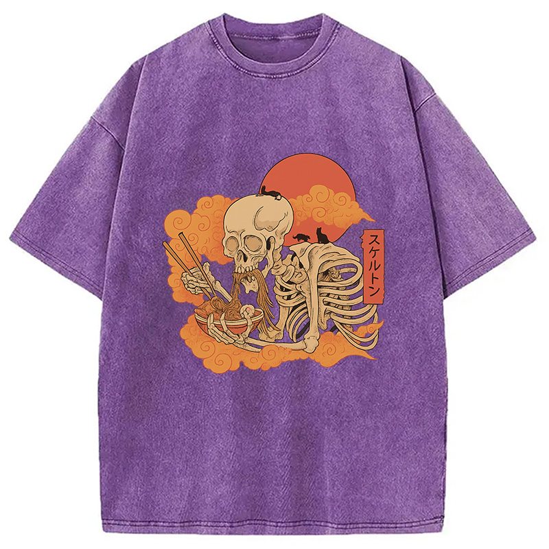 Modecanvas Yokai Ramen and Cats Washed T-Shirt