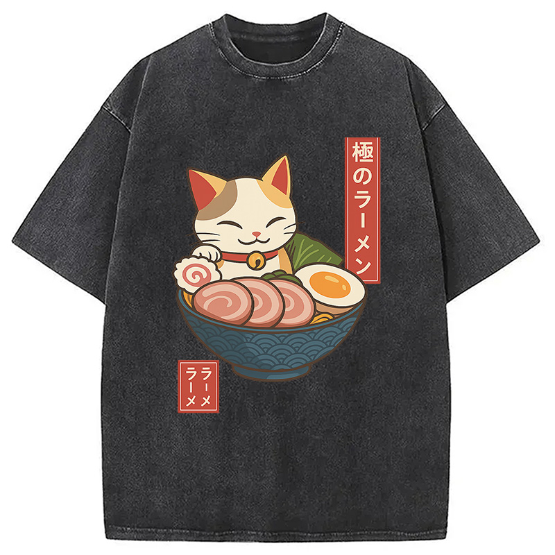 Modecanvas Neko Ramen Washed T-Shirt