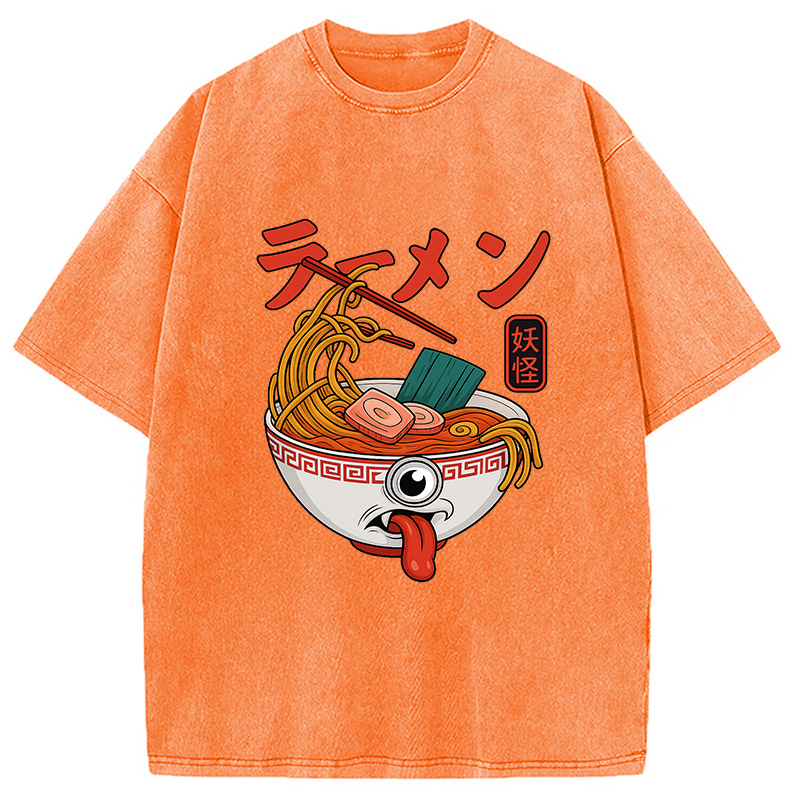 Modecanvas Yokai Ramen Japanese Washed T-Shirt