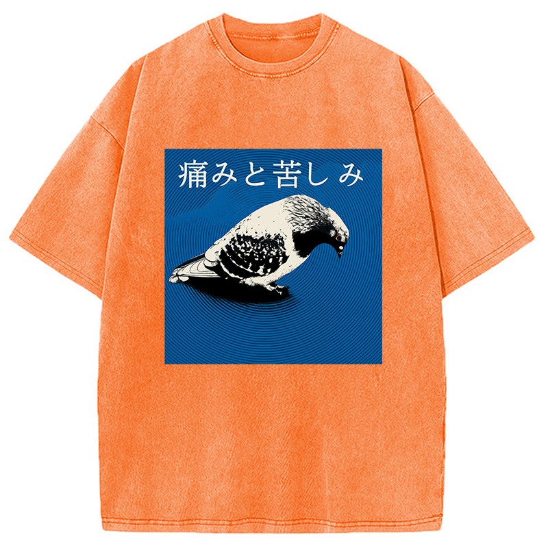 Modecanvas Anguish Pigeon Japanese Washed T-Shirt