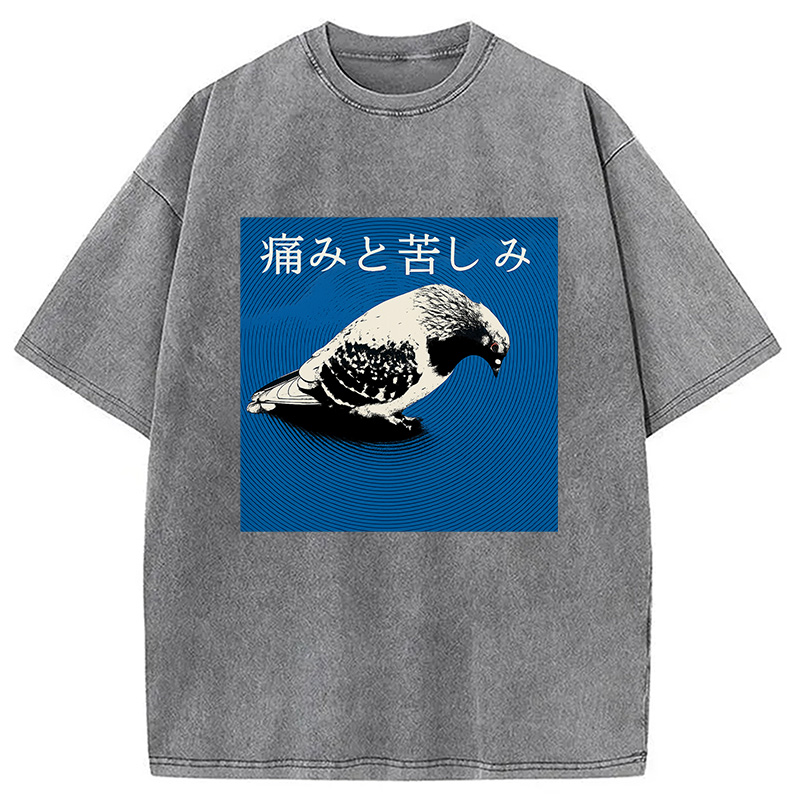 Modecanvas Anguish Pigeon Japanese Washed T-Shirt