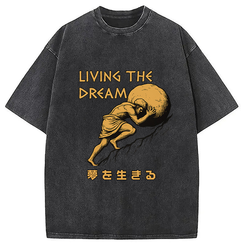 Modecanvas Living The Dream Meme Washed T-Shirt