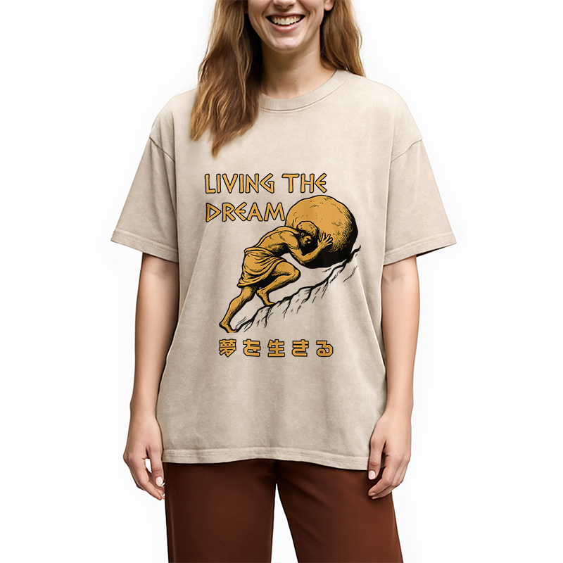 Modecanvas Living The Dream Meme Washed T-Shirt