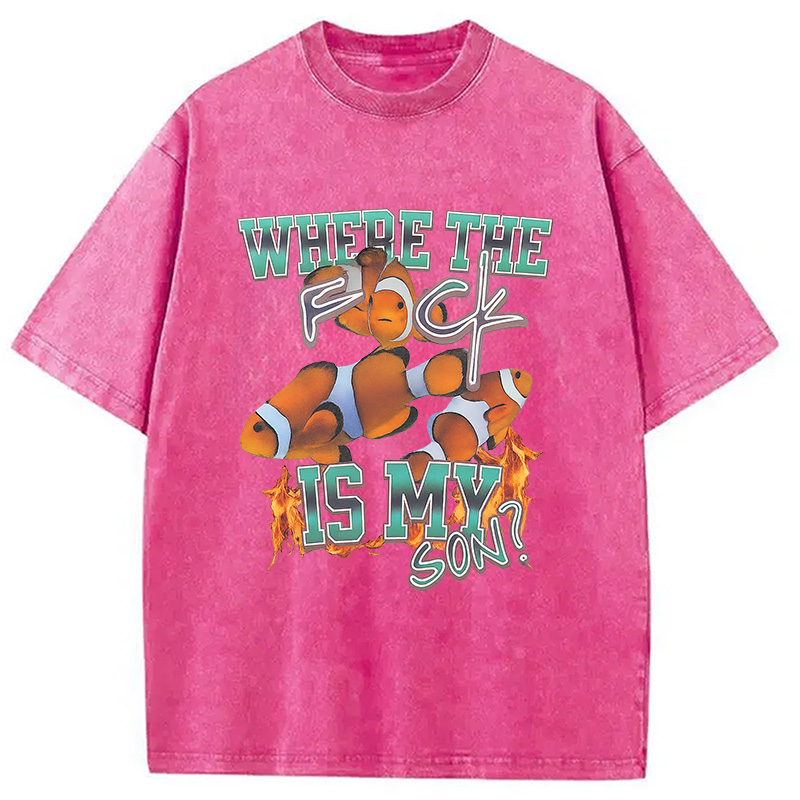 Modecanvas Where The F*ck Is My Son Washed T-Shirt
