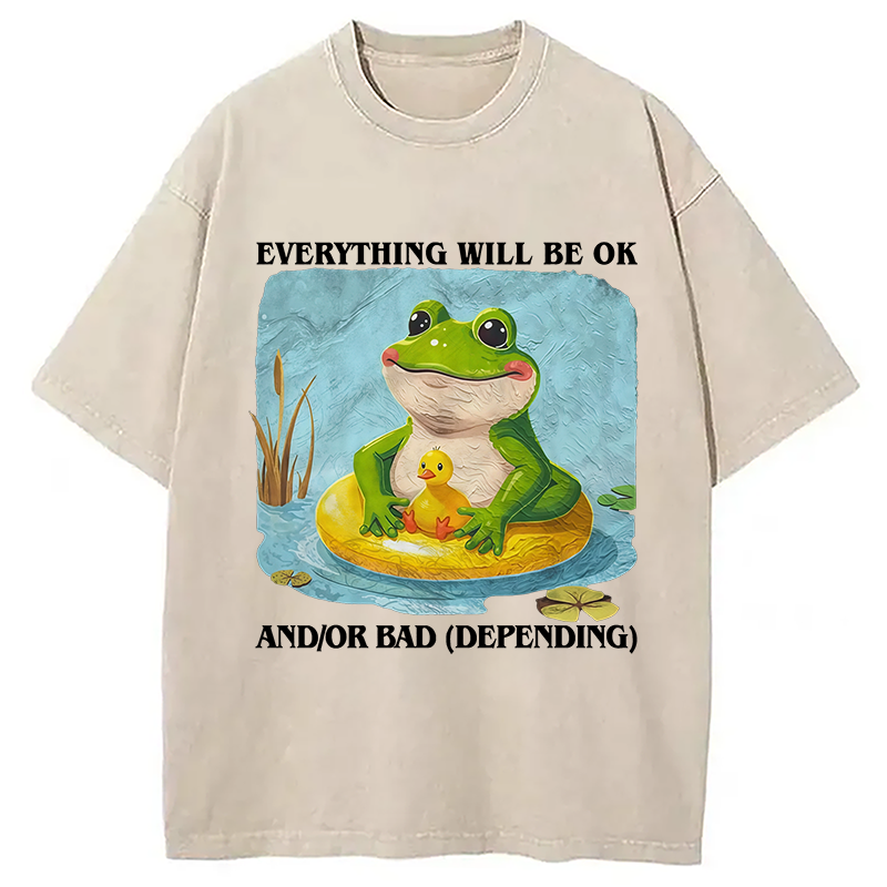 Modecanvas Everything Will Be OK Washed T-Shirt