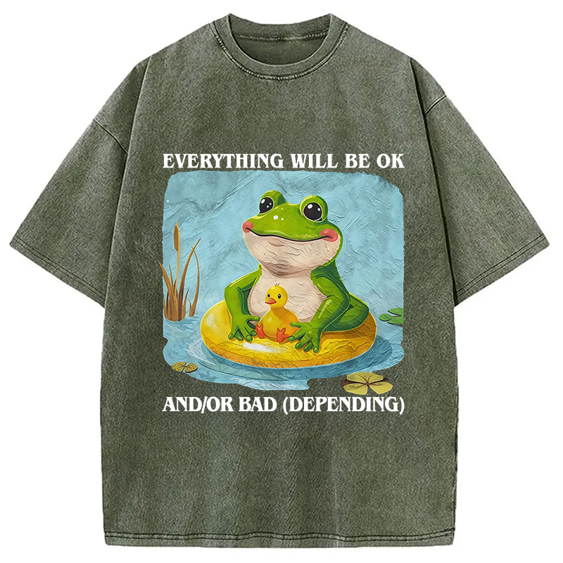 Modecanvas Everything Will Be OK Washed T-Shirt