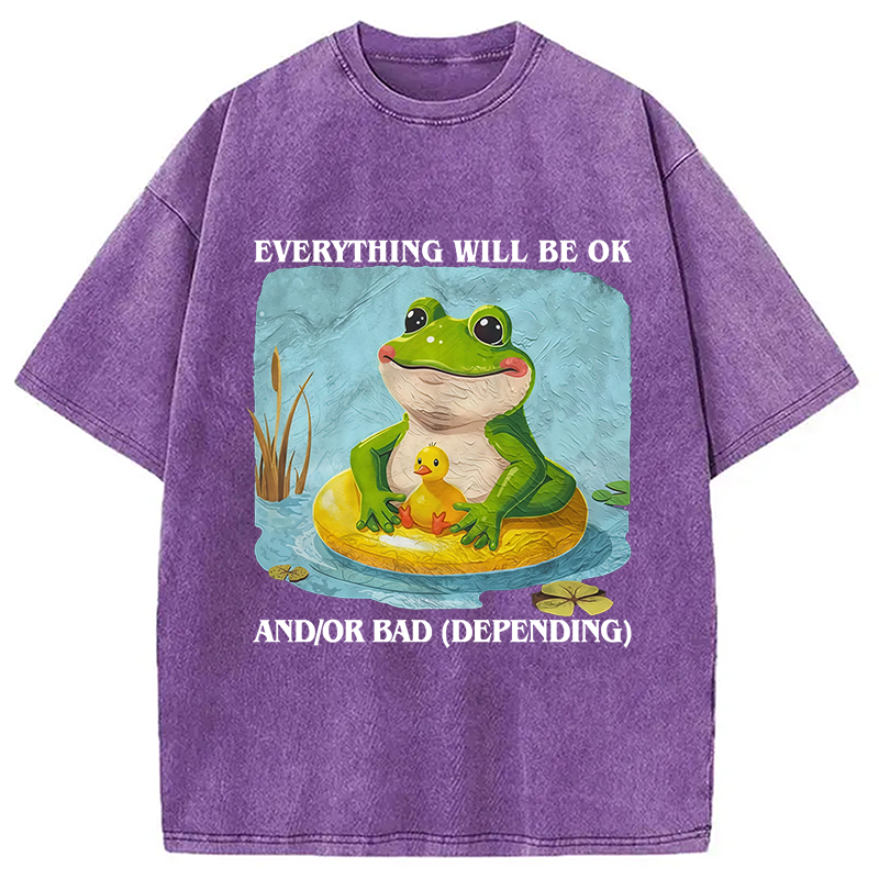 Modecanvas Everything Will Be OK Washed T-Shirt