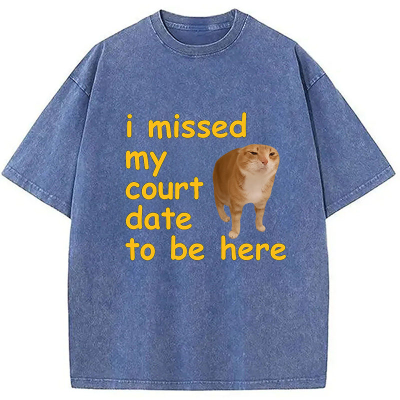 Modecanvas I Missed My Court Date To Be Here DTG Printing Washed T-Shirt-modecanvas