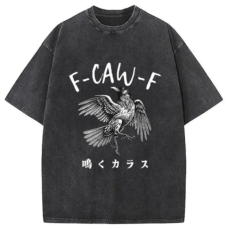 Modecanvas Funny Crow Washed T-Shirt-modecanvas