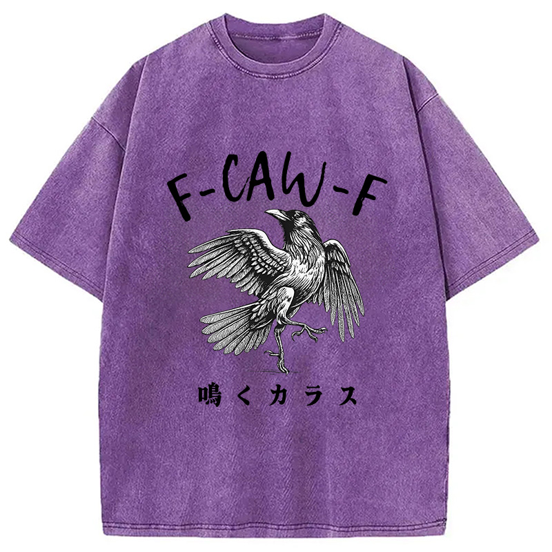 Modecanvas Funny Crow Washed T-Shirt-modecanvas