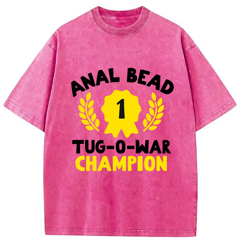 Modecanvas Bead Tug O War Champion Funny Washed T-Shirt-modecanvas