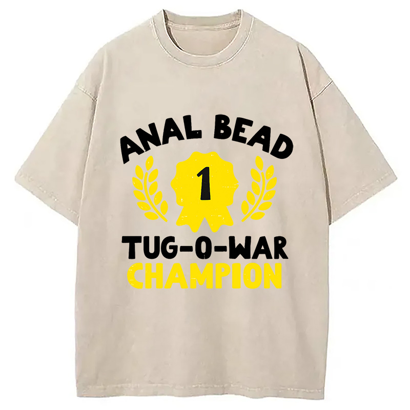 Modecanvas Bead Tug O War Champion Funny Washed T-Shirt-modecanvas