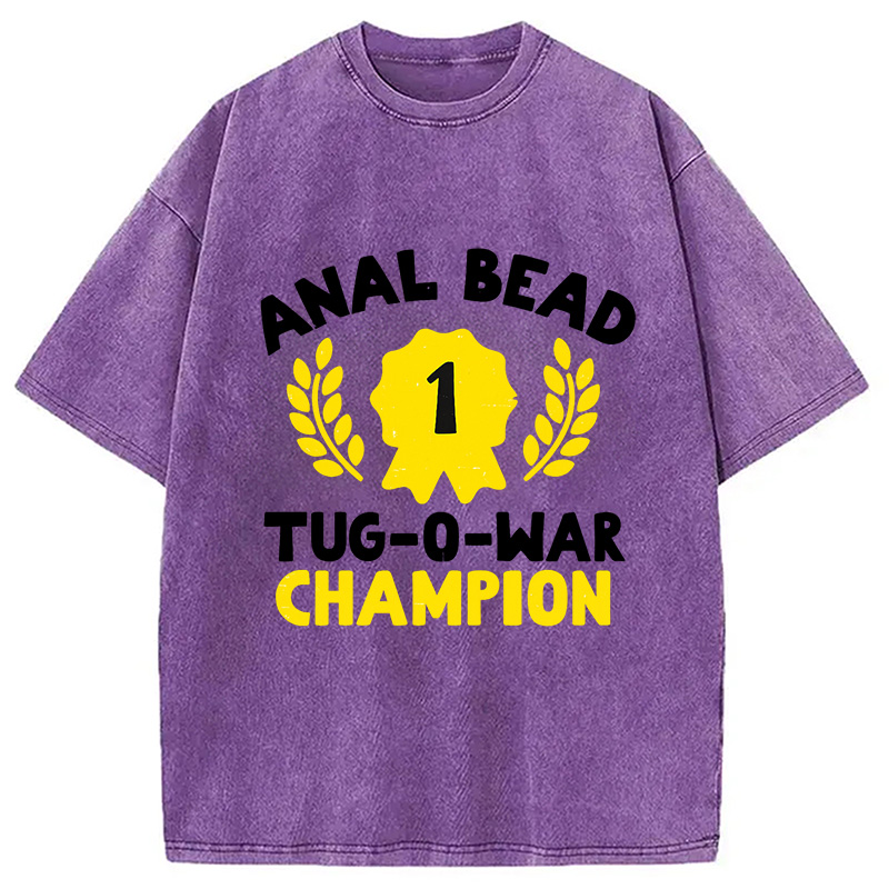 Modecanvas Bead Tug O War Champion Funny Washed T-Shirt-modecanvas
