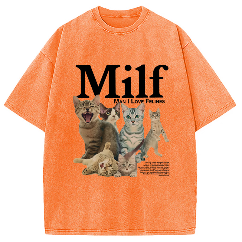 Modecanvas Man I Love Felines Cat Washed T-Shirt