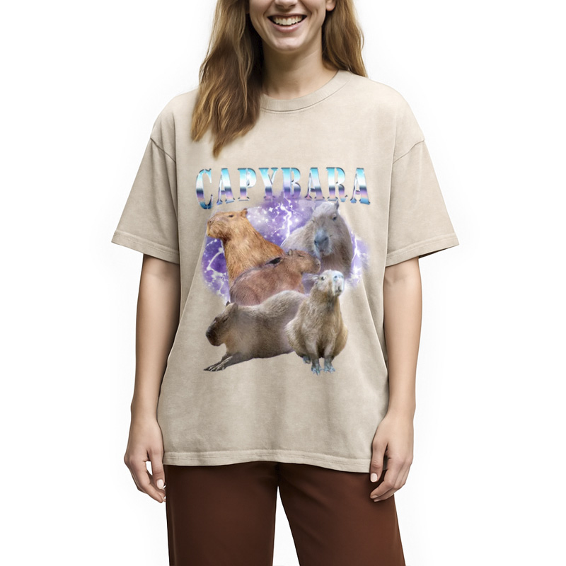 Modecanvas Vintage Capybara Washed T-Shirt