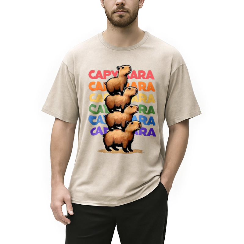 Modecanvas Funny Capybara Washed T-Shirt