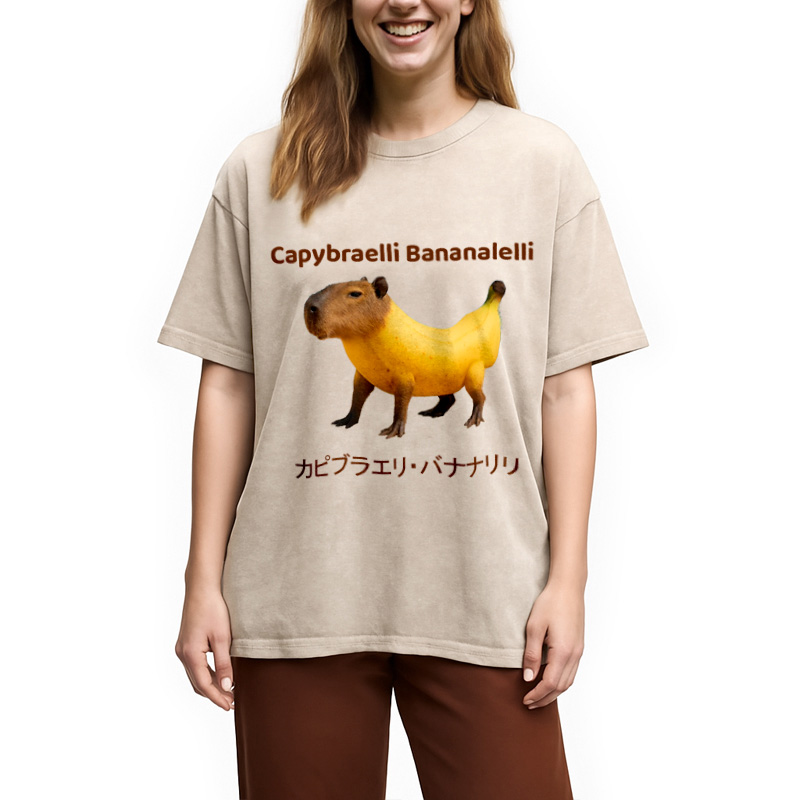 Modecanvas Capybraelli Bananalelli  Washed T-Shirt