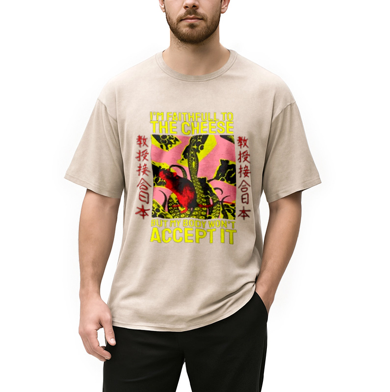 Modecanvas Lactose Intolerant Funny Rat Washed T-Shirt