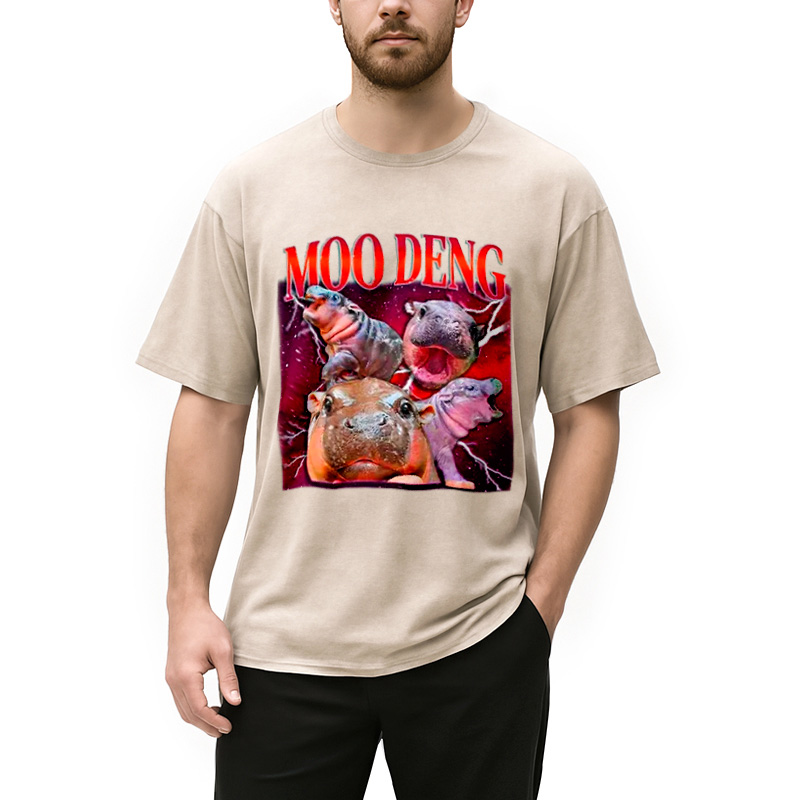 Modecanvas Moo Deng With The Moon Washed T-Shirt
