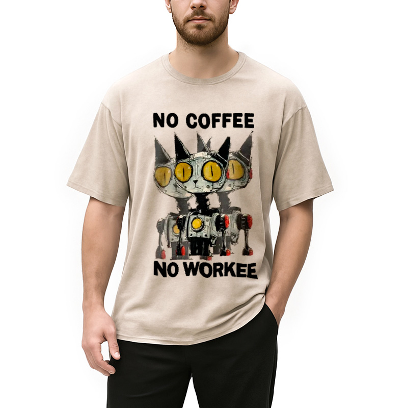Modecanvas No Coffee No Workee Washed T-Shirt