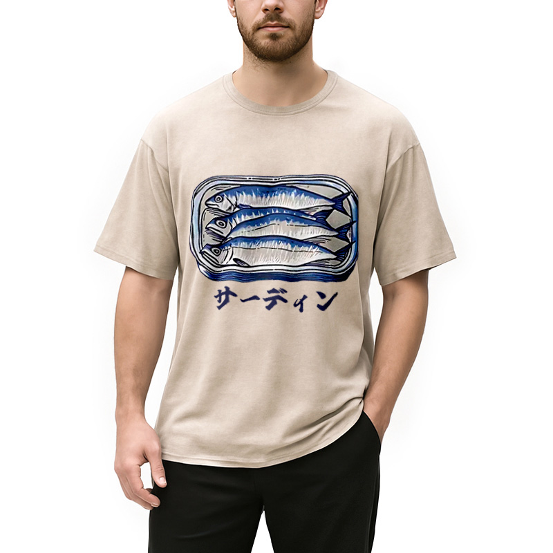 Modecanvas Sardines Can Vintage Washed T-Shirt