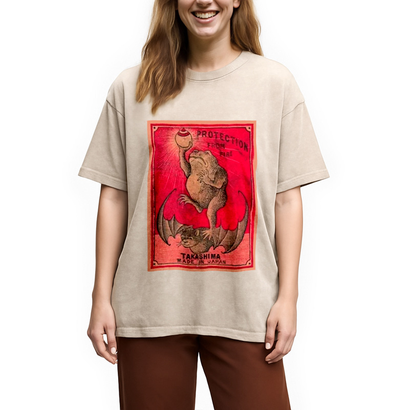 Modecanvas Japanese Matches Frog & Bat Washed T-Shirt