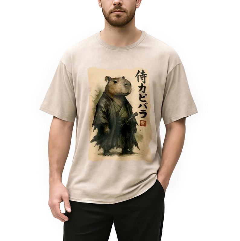 Modecanvas Capybara Samurai Washed T-Shirt