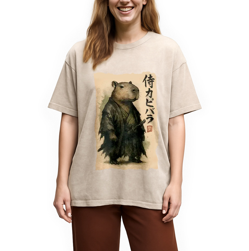 Modecanvas Capybara Samurai Washed T-Shirt