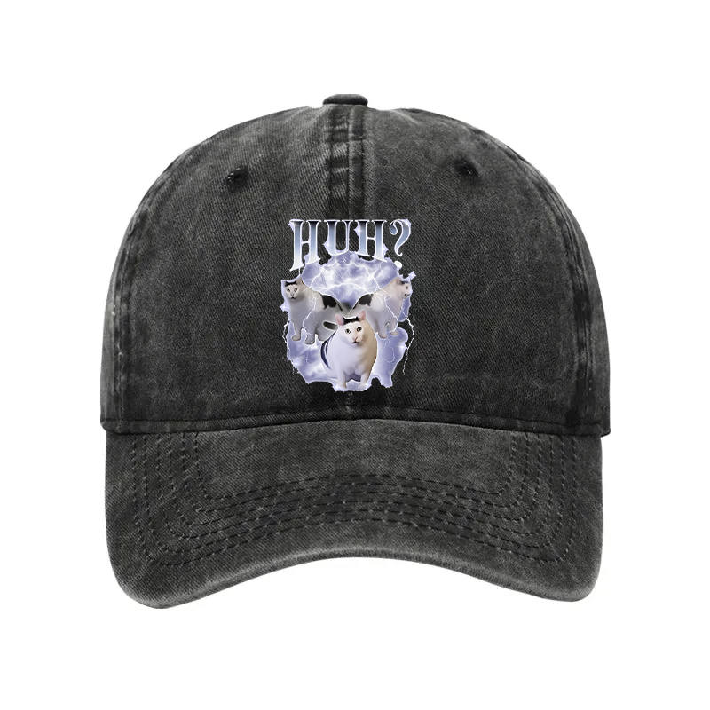 Modecanvas Huh Cat Chonky Ben Meme Washed Cap-modecanvas